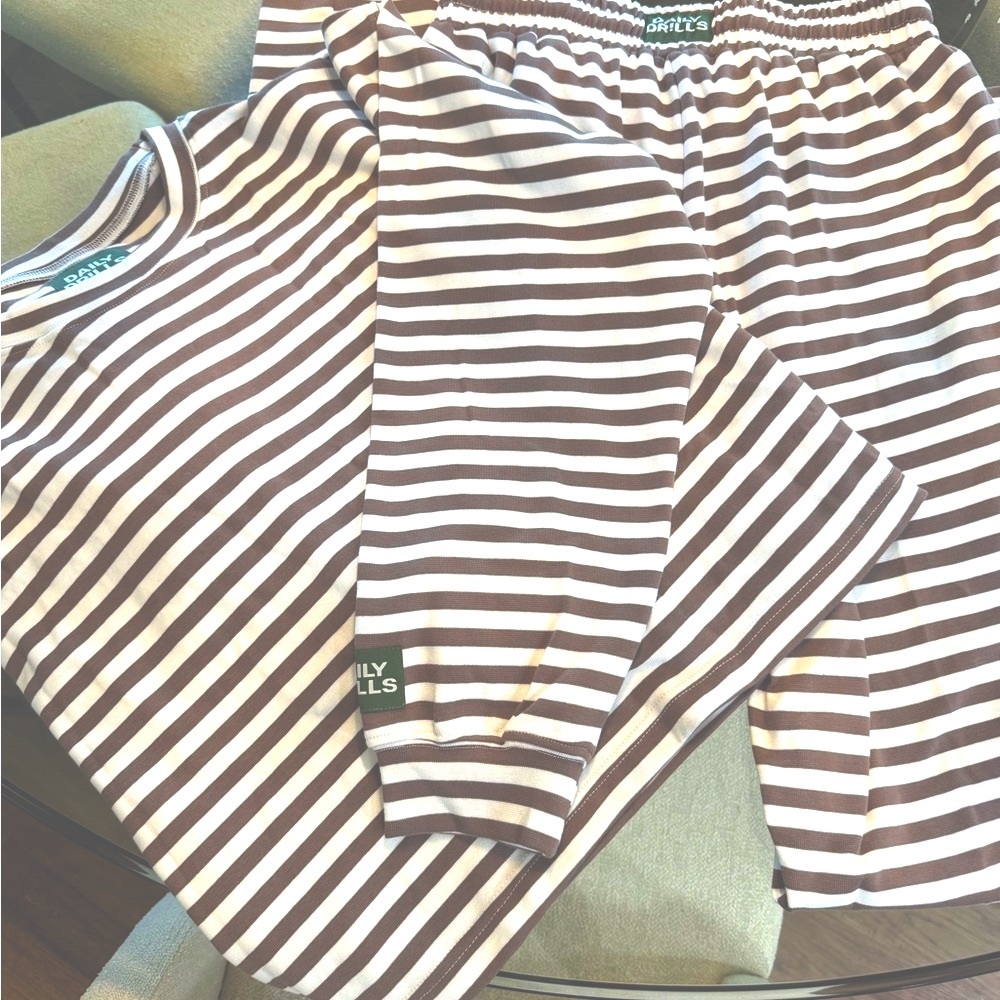 LIMITED EDITION Sold Out Daily Drills Brown and White Striped Set